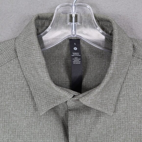 Lululemon Shirt Men Small Airing Easy Overshirt Heathered Olive Vent Long Sleeve - Picture 2 of 5